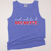 4th Of July Shirt Tank Top - Red, White & Brunette
