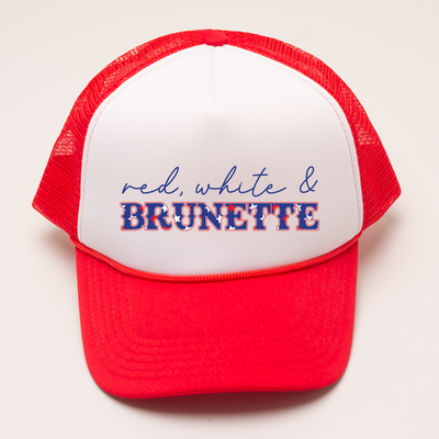 4th of July Trucker Hat - Red, White & Brunette