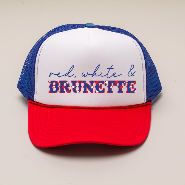 4th of July Trucker Hat - Red, White & Brunette