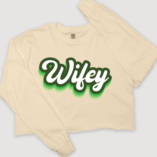 St. Patricks Day Long Sleeve T-Shirt Vintage Cropped - Retro Wifey