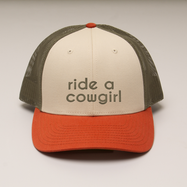 Ride a Cowgirl Hat - Low Profile Trucker Embroidered