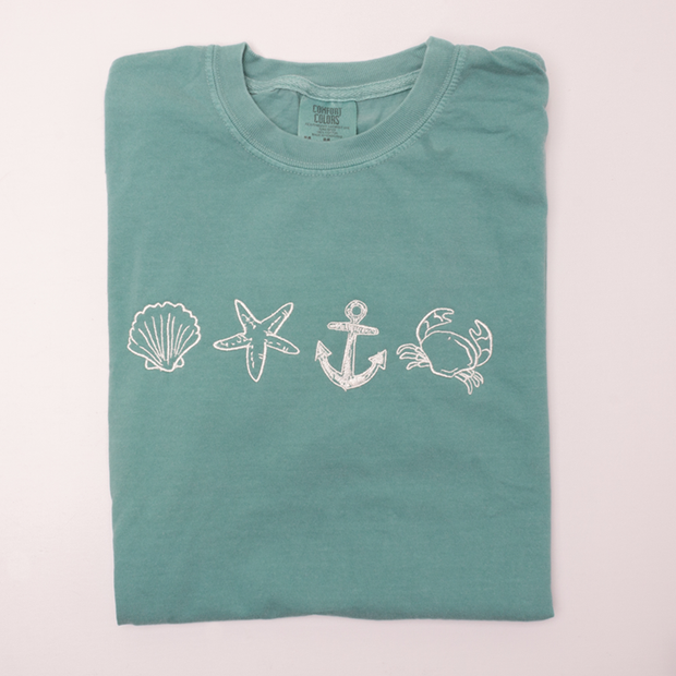 Comfort Colors Coastal Icons Embroidered T-Shirt