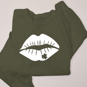 St. Patricks Day Sweatshirt - Clover Lips
