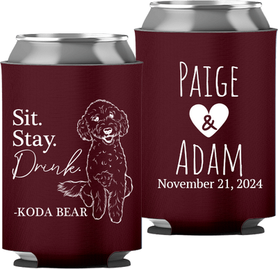 Pet Portrait 01 - Sit. Stay. Drink. - Neoprene Can