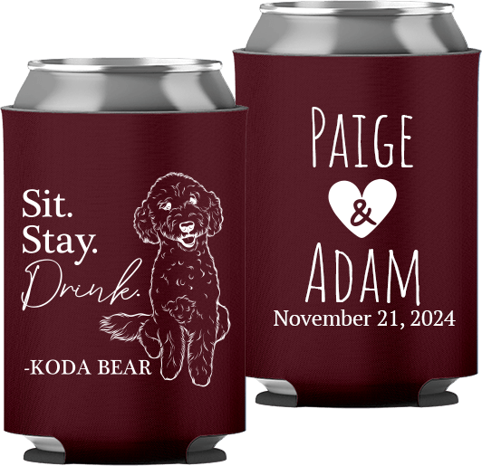 Pet Portrait 01 - Sit. Stay. Drink. - Neoprene Can