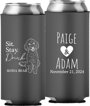 Pet Portrait 01 - Sit. Stay. Drink. - Neoprene Slim Can