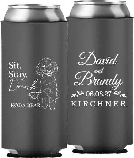 Pet Portrait 02 - Sit. Stay. Drink. - Neoprene Slim Can