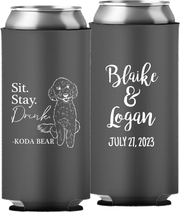 Pet Portrait 04 - Sit. Stay. Drink. - Neoprene Slim Can