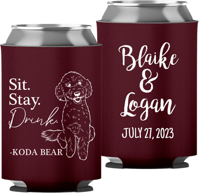 Pet Portrait 04 - Sit. Stay. Drink. - Neoprene Can