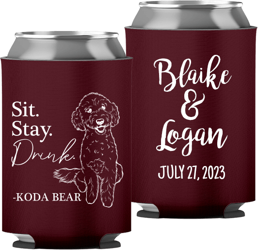 Pet Portrait 04 - Sit. Stay. Drink. - Neoprene Can