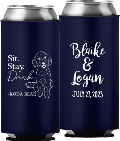 Pet Portrait 04 - Sit. Stay. Drink. - Foam Slim Can