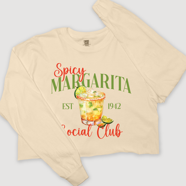 Tequila Shirt Spicy Margarita Club - Long Sleeve Crop