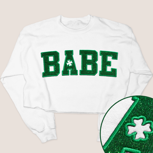 St. Patricks Day Sweatshirt Crop  - Babe Glitter