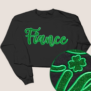 St. Patricks Day Sweatshirt Crop  - Fiance Glitter
