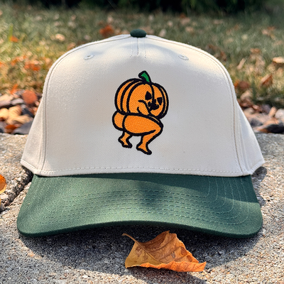 Halloween Embroidered Canvas Trucker Hat - Twerking Pumpkin
