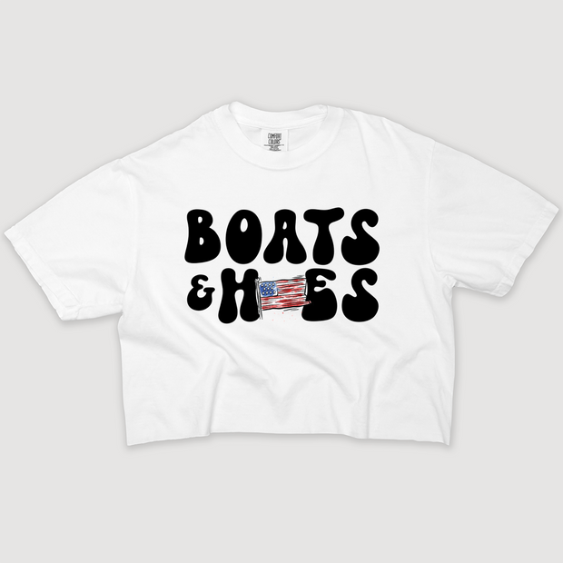 4th Of July Shirt Crop - Boats & Hoes