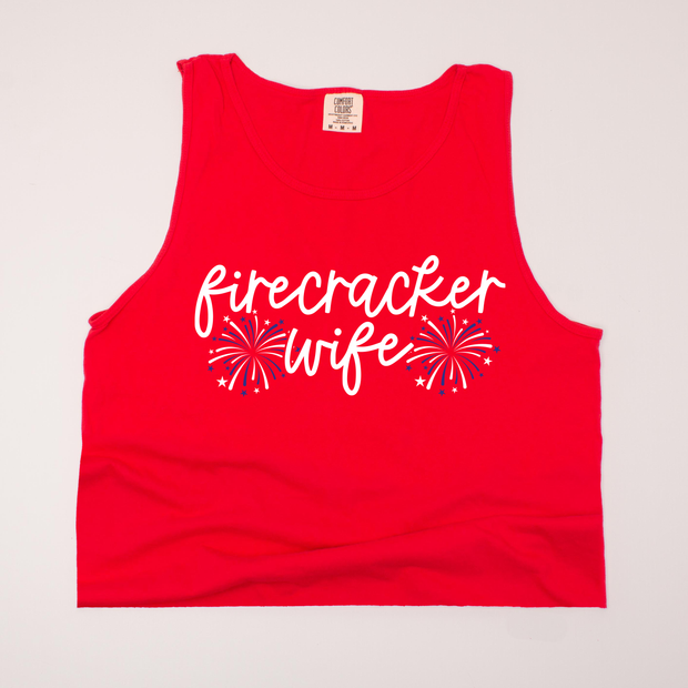 USA Patriotic - Firecracker Wife Cropped Tank Top