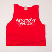 USA Patriotic - Firecracker Fiance Flag Cropped Tank Top