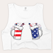 4th Of July Shirt Crop Tank Top - Beer Mug Boobs