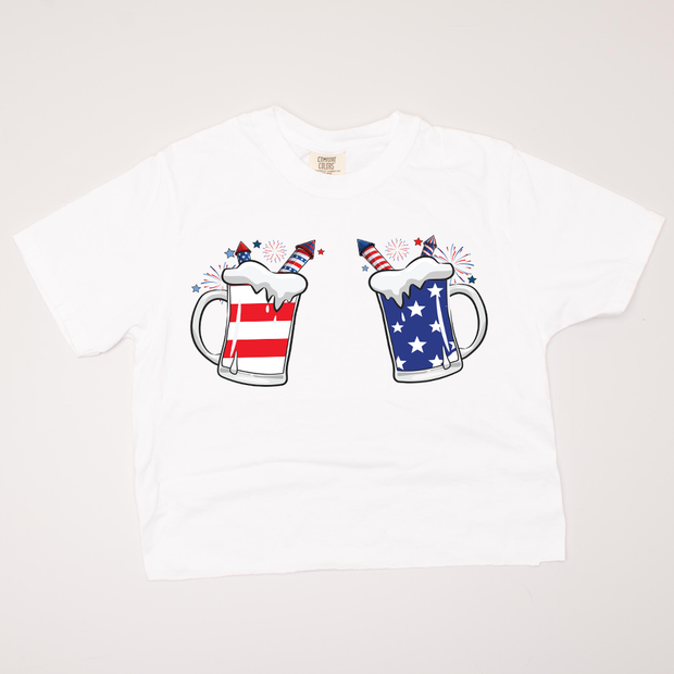 4th Of July Shirt Crop  - Beer Mug Boobs