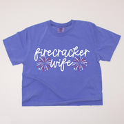 4th Of July Shirt Crop - Firecracker Wife