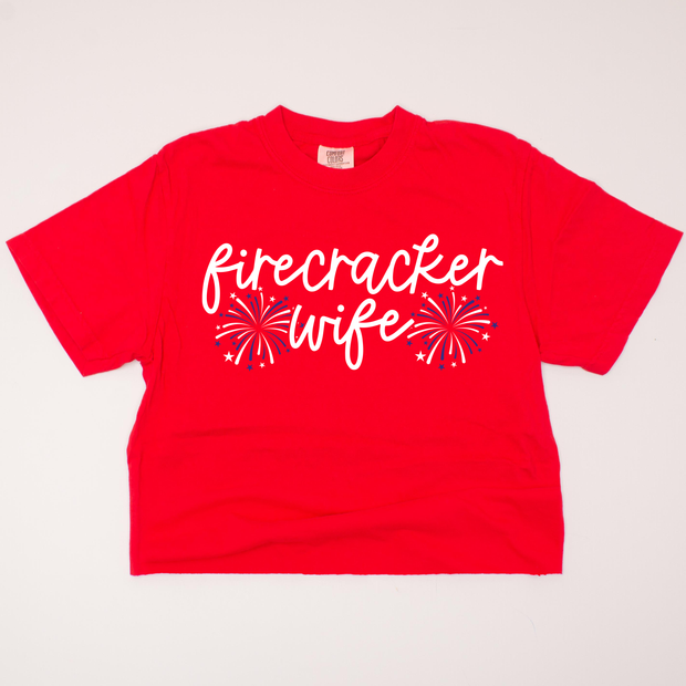 4th Of July Shirt Crop - Firecracker Wife