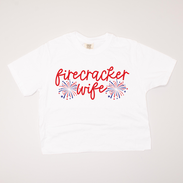 4th Of July Shirt Crop - Firecracker Wife