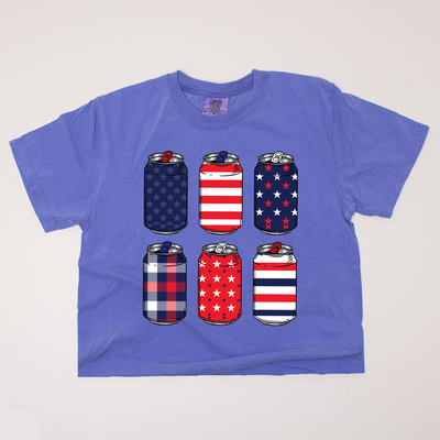 4th Of July Shirt Crop - Beer Cans