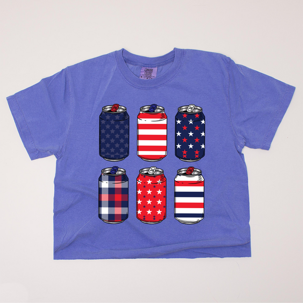 USA Patriotic - Beer Cans Cropped T-Shirt