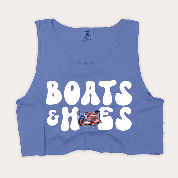 USA Patriotic - Boats and Hoes - Tank Top Cropped