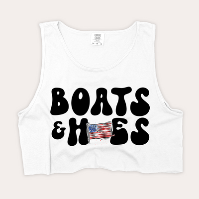 4th Of July Shirt Crop Tank Top - Boats & Hoes
