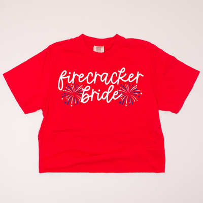 4th Of July Shirt Crop - Firecracker Bride