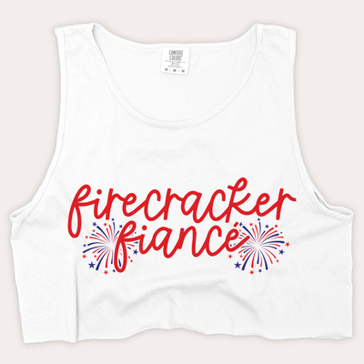 4th Of July Shirt Crop Tank Top - Firecracker Fiance