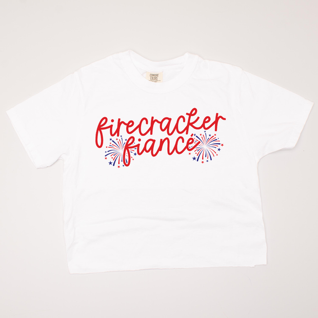 USA Patriotic - Firecracker Fiance Flag Cropped T-Shirt
