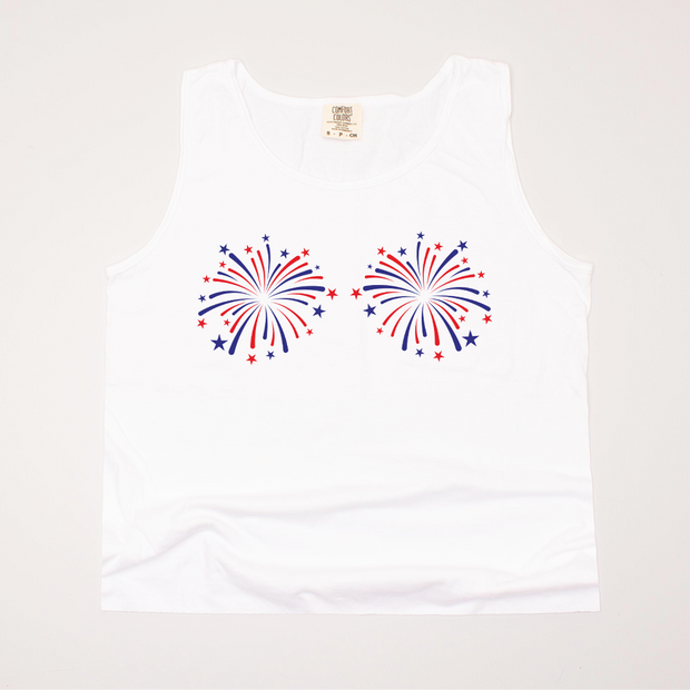 USA Patriotic - Firework Chest Cropped Tank Top
