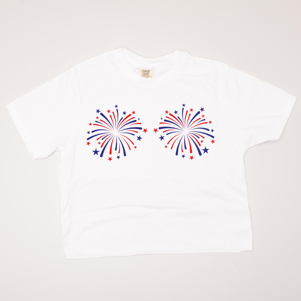USA Patriotic - Firework Chest Cropped T-Shirt