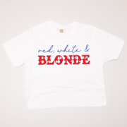 USA Patriotic -  Red, White, & Blonde Cropped T-Shirt