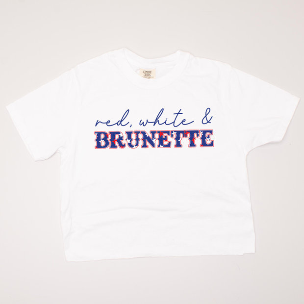 USA Patriotic -  Red, White, & Brunette Cropped T-Shirt