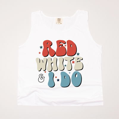 USA Patriotic -  Red, White, & I Do Cropped Tank Top