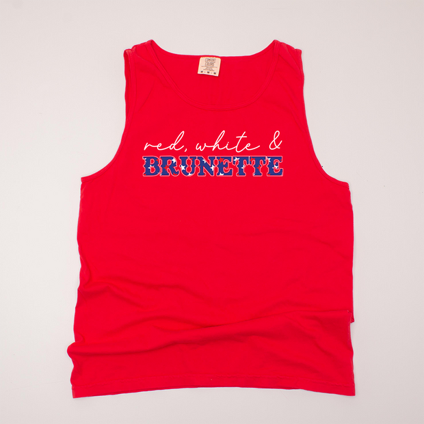 USA Patriotic -  Red, White, & Brunette Tank Top