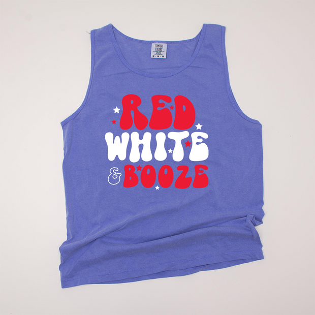 USA Patriotic -  Red, White, & Booze Tank Top