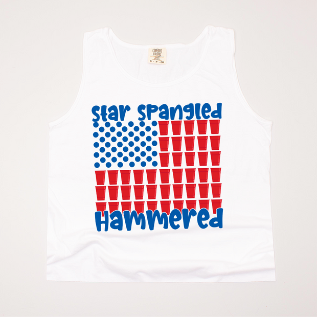 USA Patriotic -  Star Spangled Hammered Cropped Tank Top