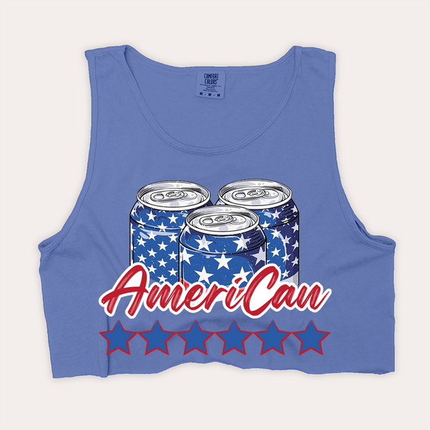 4th Of July Shirt Crop Tank Top - Ameri-Can