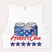 4th Of July Shirt Crop Tank Top - Ameri-Can