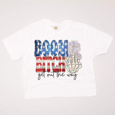 USA Patriotic -  Boom! Get Out The Way! Cropped T-Shirt