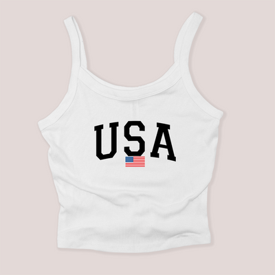 4th of July Shirt Micro Rib Tanktop - USA Flag