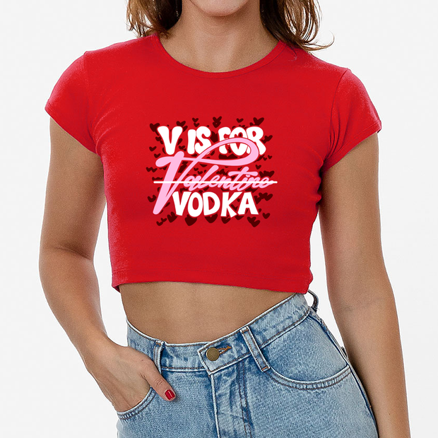 V is for Vodka - Valentines Day - Adult Baby Tee