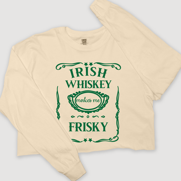 St. Patricks Day Long Sleeve T-Shirt Vintage Cropped - Irish Whiskey
