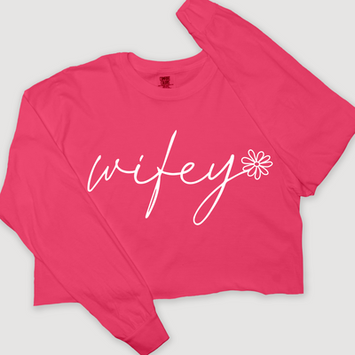 Wife Long Sleeve Cropped - Wifey Floral