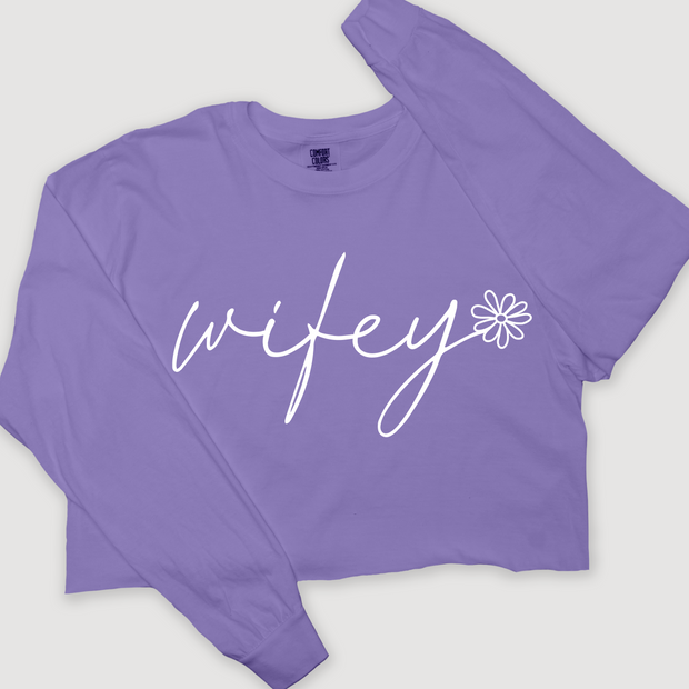 Wife Long Sleeve Cropped - Wifey Floral